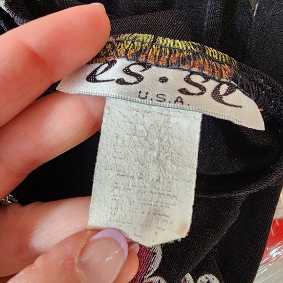 Vtg 90s Butterfuly Print Top Large USA Painted Boho Artsy Whimsical Fairy Grunge - Picture 2 of 7